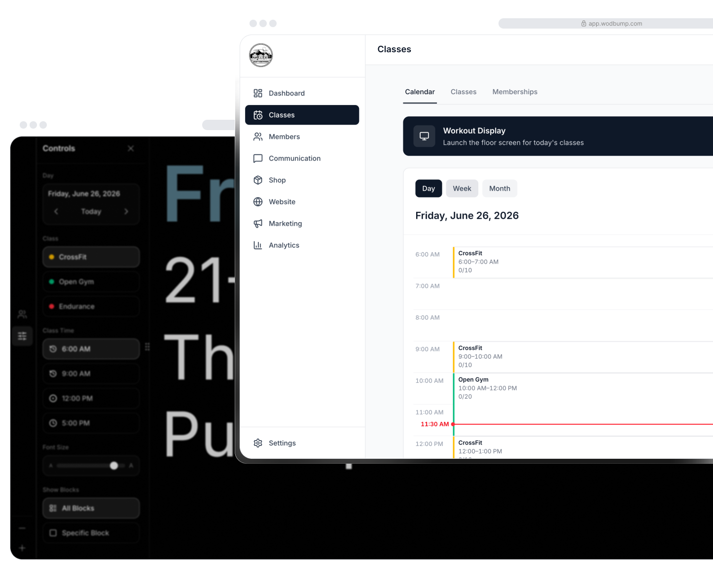 WODBumP gym management features